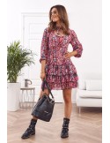 Casual dress with ruffles, pink 9105 - Online store - Boutique